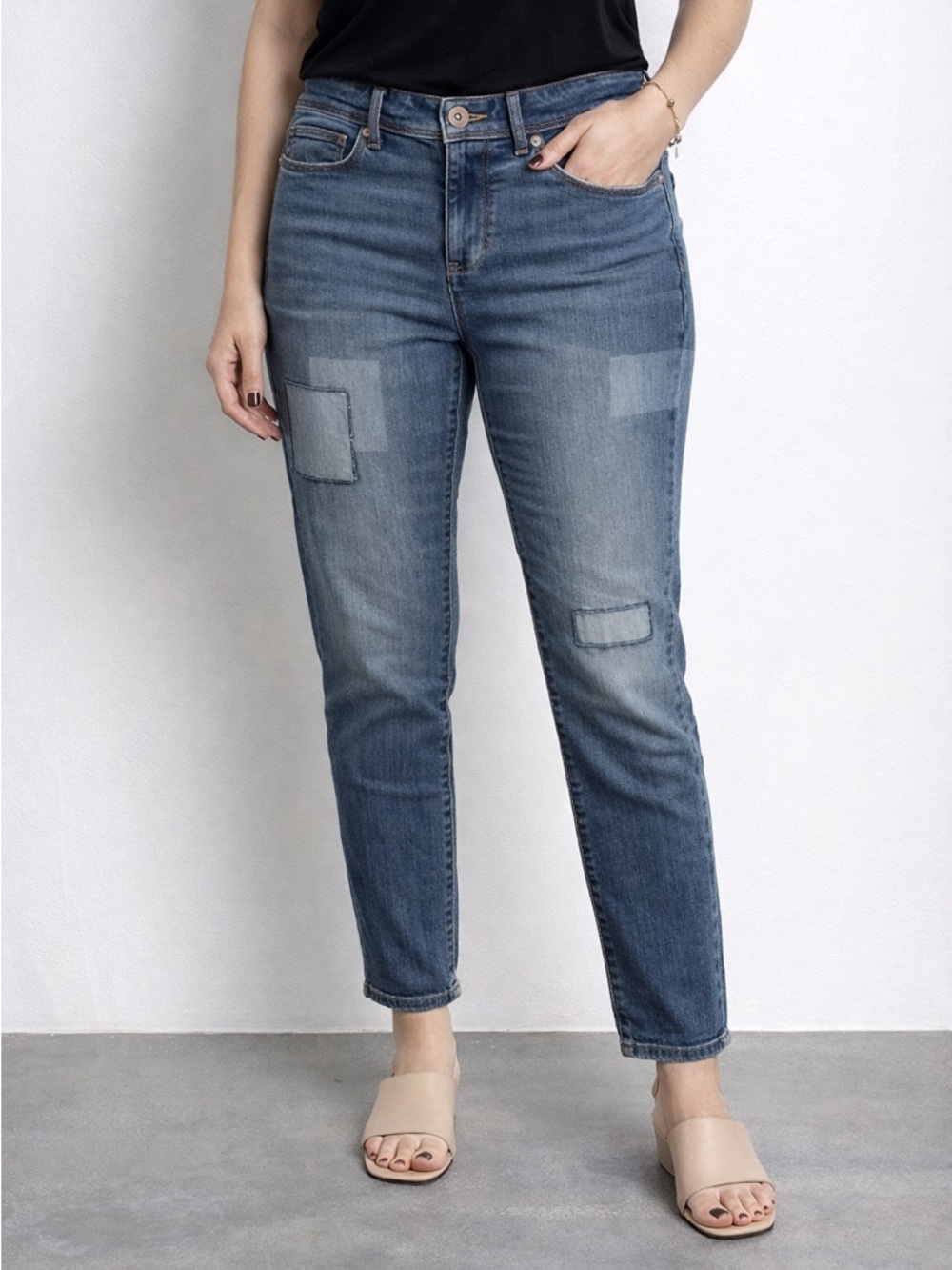 NWT J. Jill Authentic Fit Slim Ankle Blue‎ Patchwork Size 2 Casual Effortless